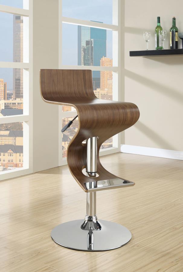 Covina - Adjustable Bar Stool - Walnut and Chrome