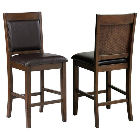 Dewey - Upholstered Counter Height Chairs With Footrest (Set of 2) - Brown and Walnut