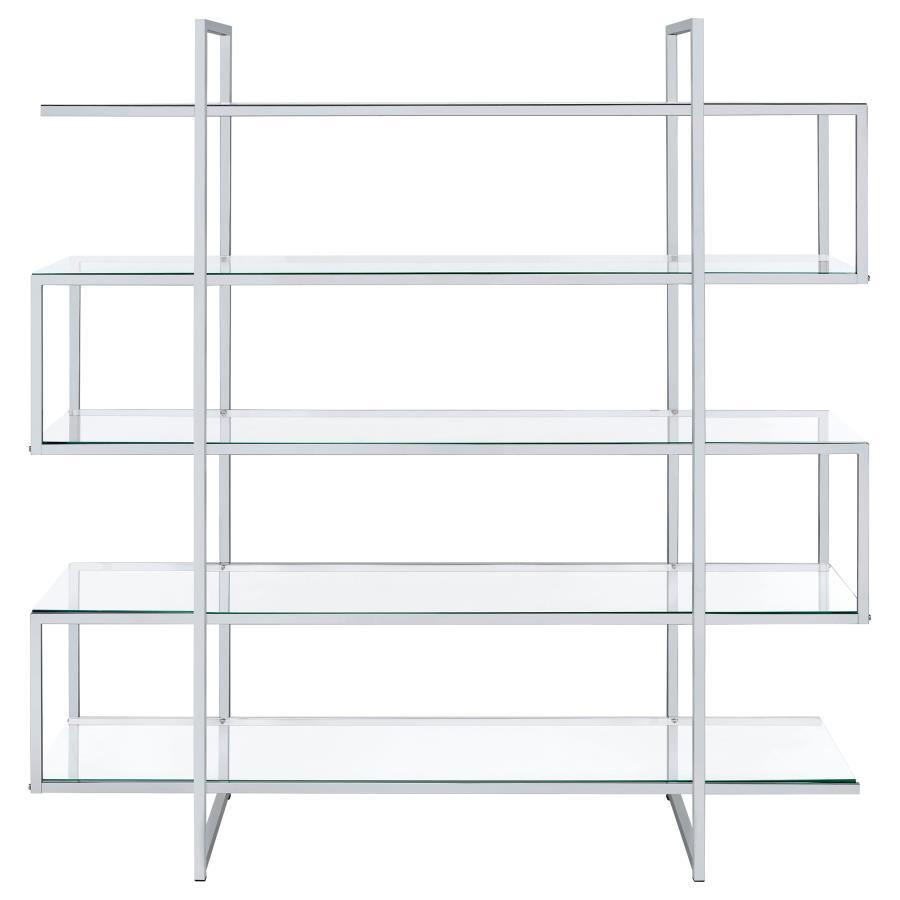 Elmer - 5-Shelf Bookcase - Chrome and Clear