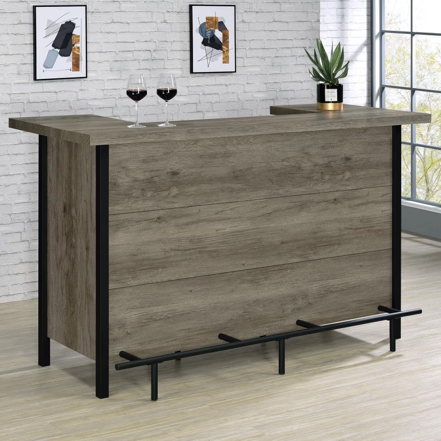 Bellemore - Bar Unit With Footrest - Grey Driftwood and Black