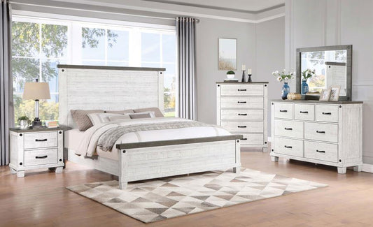 Lilith - 5-Piece Queen Bedroom Set - Distressed Grey And White