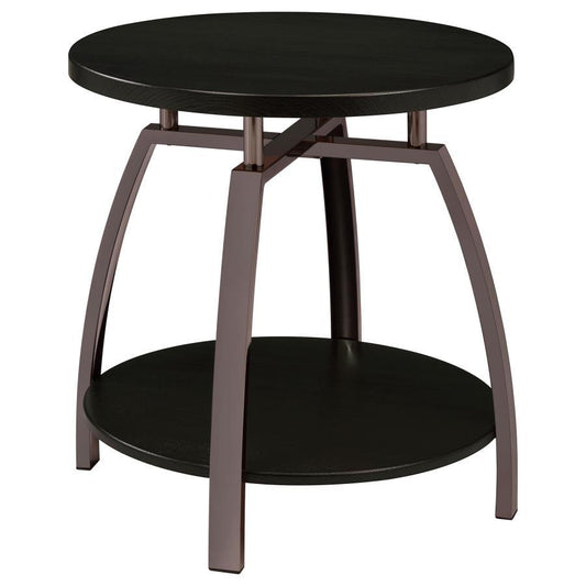 Dacre - Round End Table - Dark Grey and Black Nickel