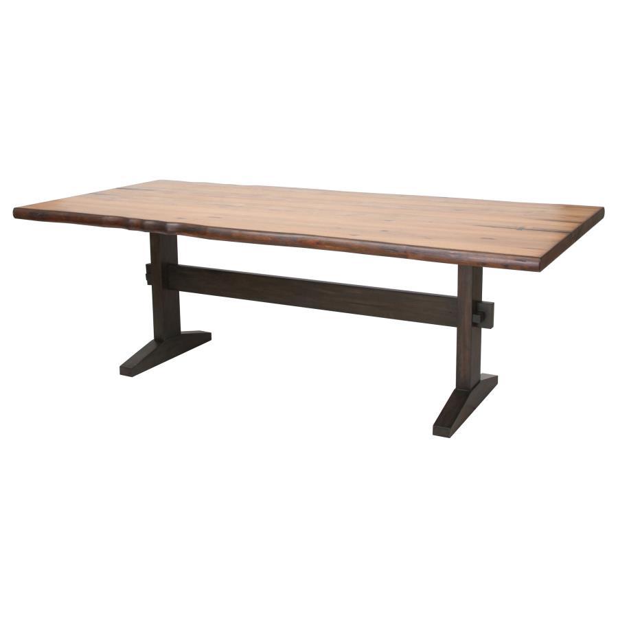 Bexley - Live Edge Trestle Dining Table - Natural Honey and Espresso
