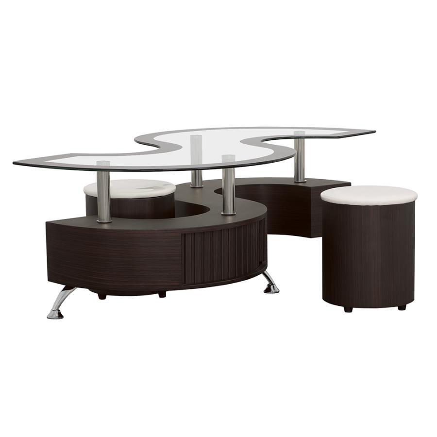 Buckley - 3-Piece Coffee Table and Stools Set - Cappuccino