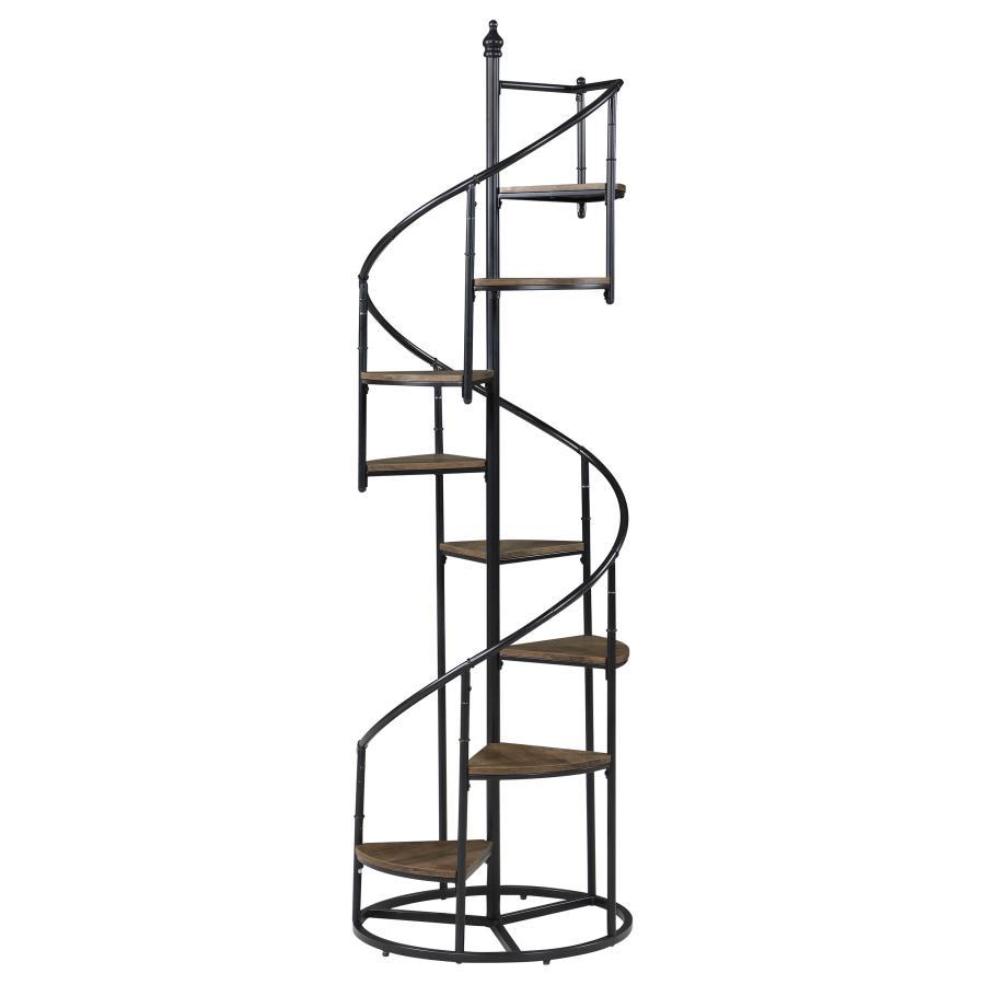 Roseglen - 8-Shelf Staircase Bookcase - Rustic Brown and Black