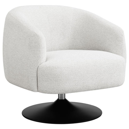 Dave - Upholstered Swivel Accent Chair - Beige and Matte Black