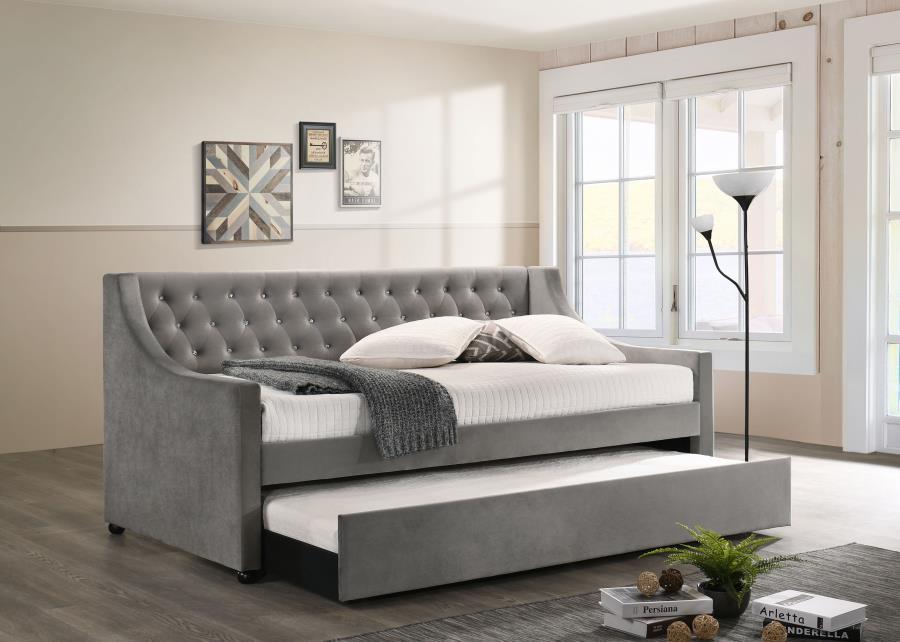 Chatsboro - Twin Upholstered Daybed With Trundle - Grey