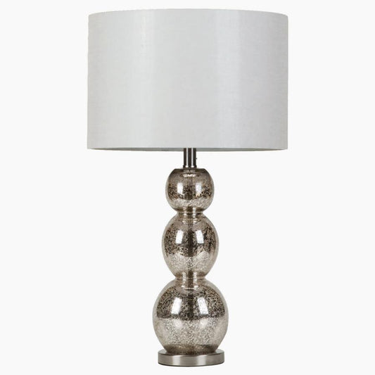 Mineta - Drum Shade Table Lamp - White and Antique Silver