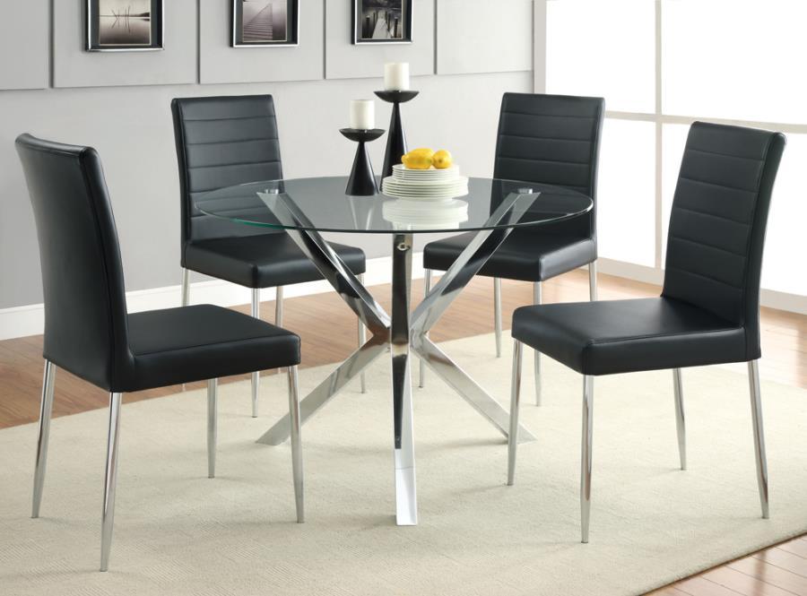 Vance - Glass Top Dining Table With X-Cross Base - Chrome