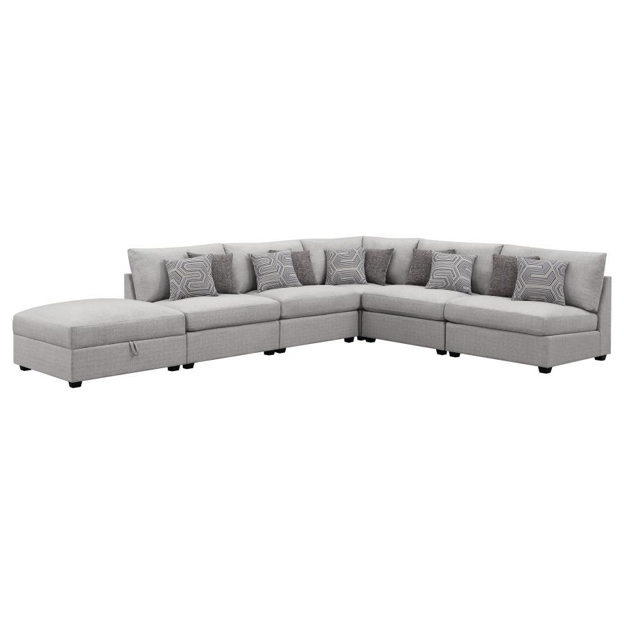 Cambria - 6-Piece Upholstered Modular Sectional - Grey - Fabric