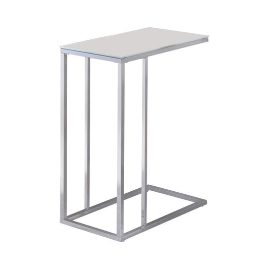 Stella - Glass Top Accent Table - Chrome and White