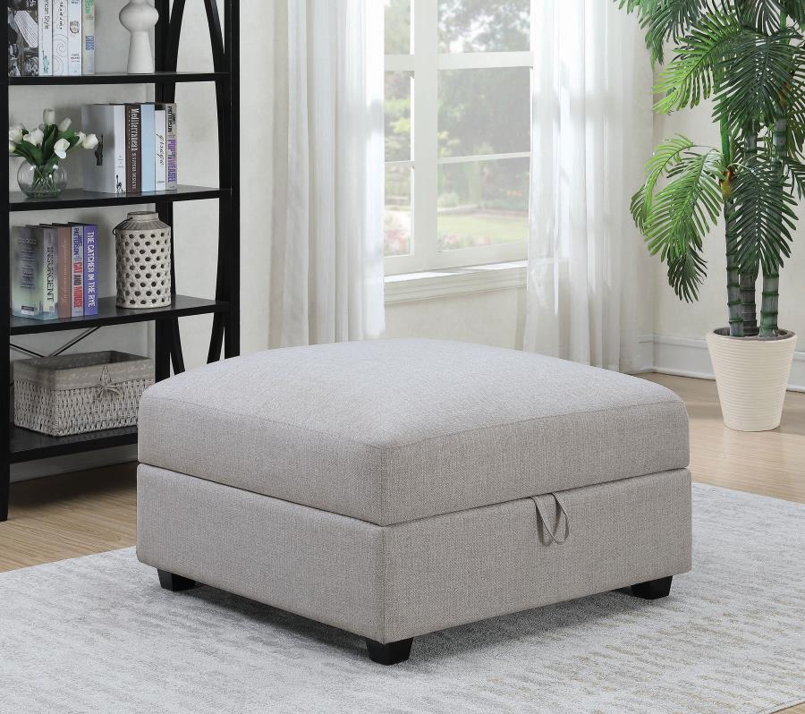 Cambria - Upholstered Square Storage Ottoman - Grey