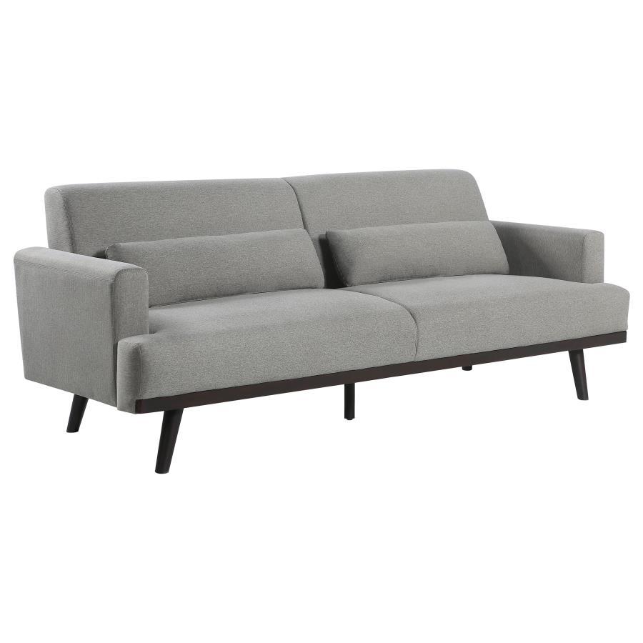 Blake - Upholstered Sofa With Track Arms - Sharkskin and Dark Brown