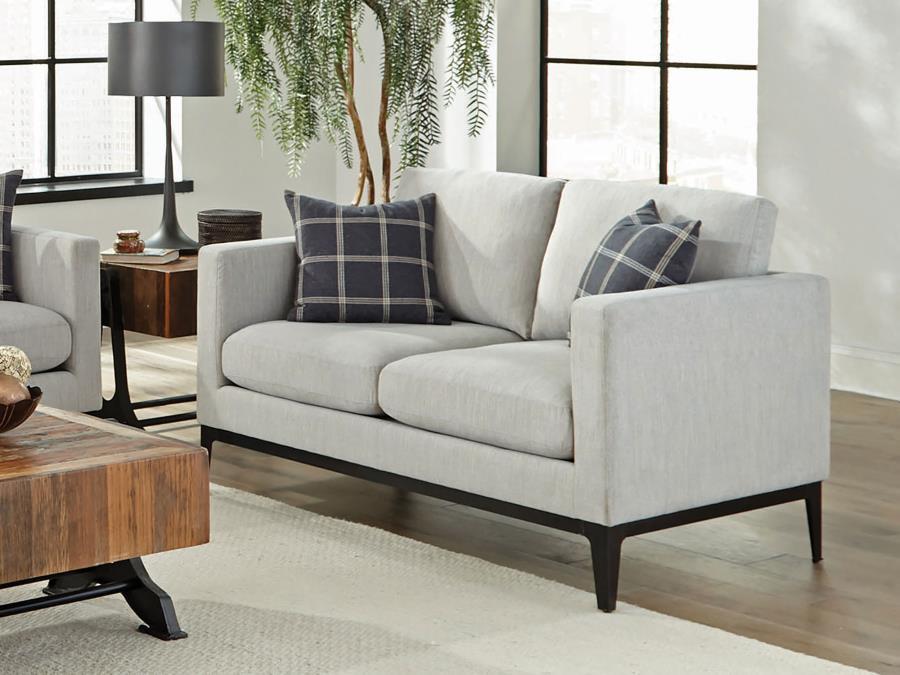 Apperson - Cushioned Back Loveseat - Light Grey