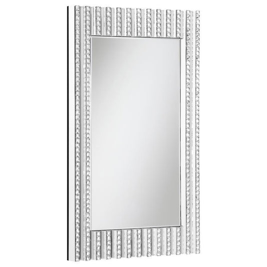 Aideen - Rectangular Wall Mirror With Vertical Stripes Of Faux Crystals