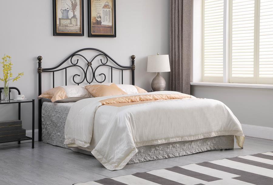 Bailey - Queen / Full Metal Headboard - Black and Bronze