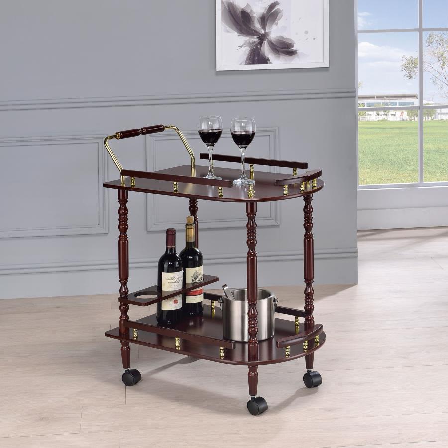 Palmer - 2-Tier Serving Cart - Merlot and Brass
