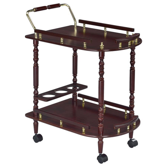 Palmer - 2-Tier Serving Cart - Merlot and Brass