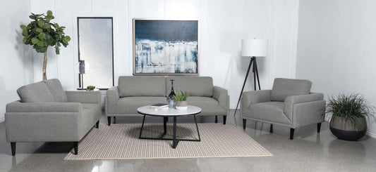 Rilynn - 3-Piece Upholstered Track Arms Sofa Set - Grey