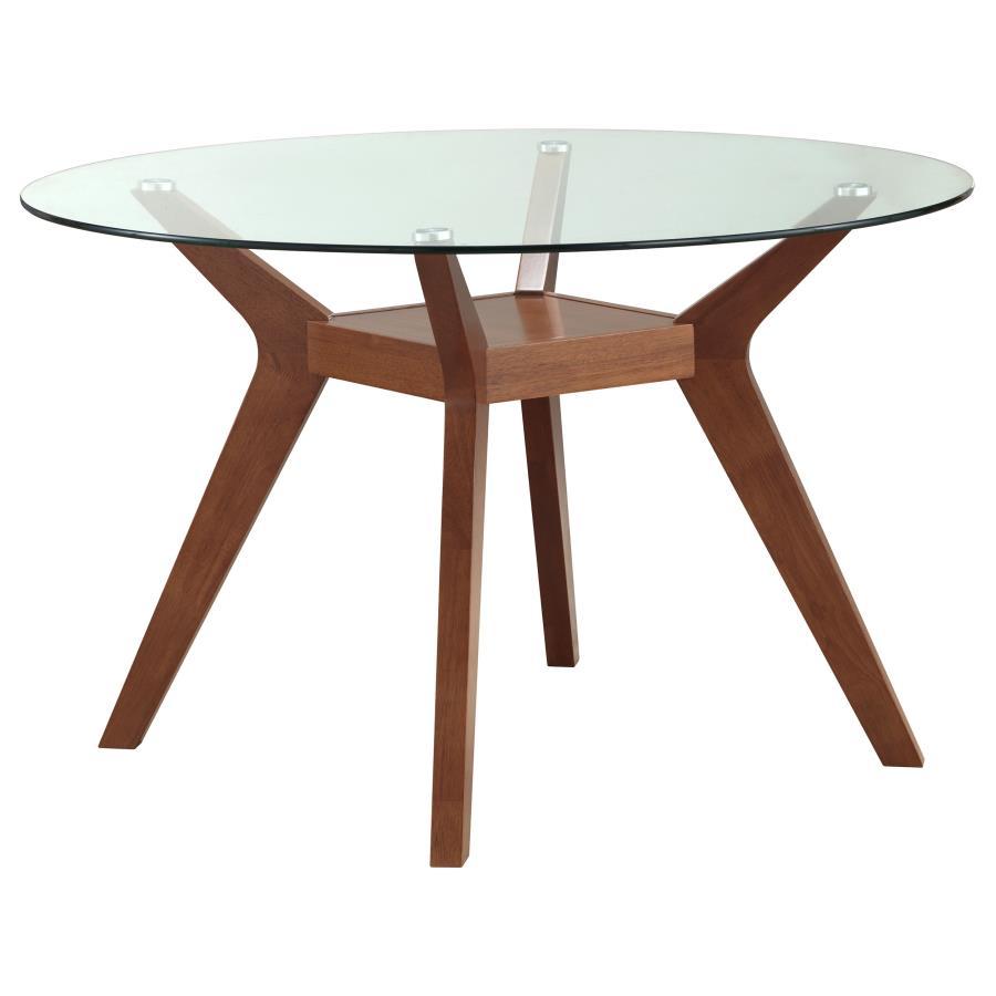 Paxton - Round Glass Top 5-Piece Dining Set - Nutmeg