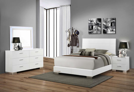 Felicity - 4-Piece California King Bedroom Set With Led Mirror - Glossy White