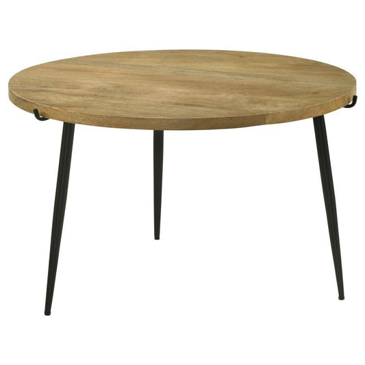Pilar - Round Solid Wood Top Coffee Table - Natural and Black