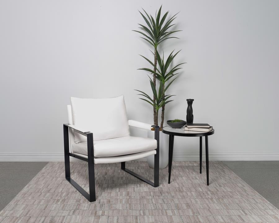 Rosalind - Upholstered Track Arms Accent Chair - White and Gummetal