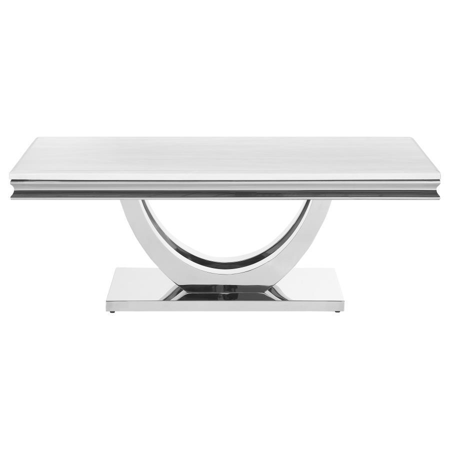 Kerwin - U-Base Rectangle Coffee Table - White and Chrome