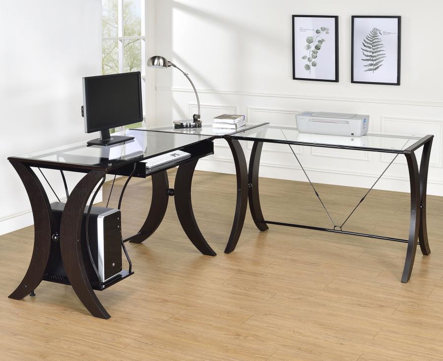 Monterey - 3-Piece L-Shaped Computer Desk Set - Cappuccino
