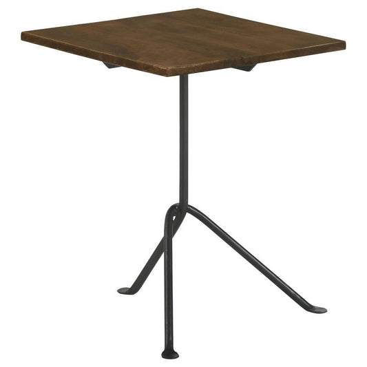Heitor - Square Accent Table With Tripod Legs - Dark Brown and Gunmetal