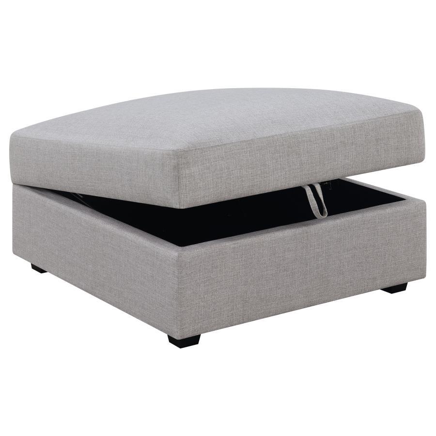 Cambria - Upholstered Square Storage Ottoman - Grey