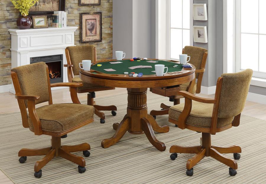 Mitchell - 5-Piece Game Table Set - Amber and Brown