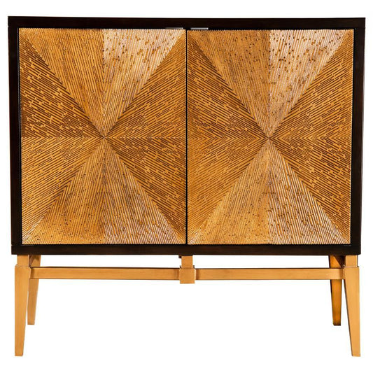 Zira - Sunburst 2-Door Accent Cabinet - Brown and Antique Gold