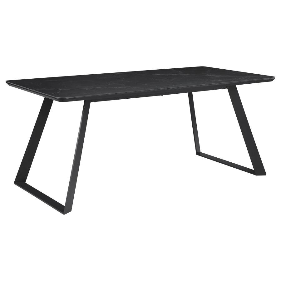 Smith - Rectangle Ceramic Top Dining Table - Black and Gunmetal