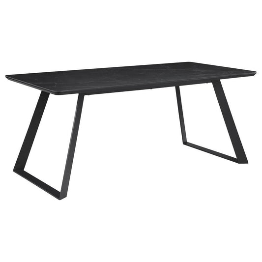 Smith - Rectangle Ceramic Top Dining Table - Black and Gunmetal