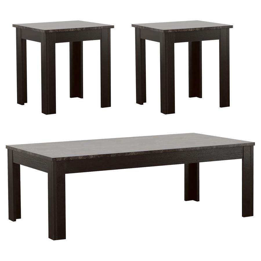 Rhodes - 3-Piece Faux-Marble Top Occasional Table Set - Black