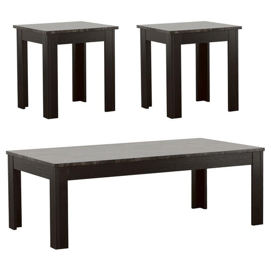 Rhodes - 3-Piece Faux-Marble Top Occasional Table Set - Black