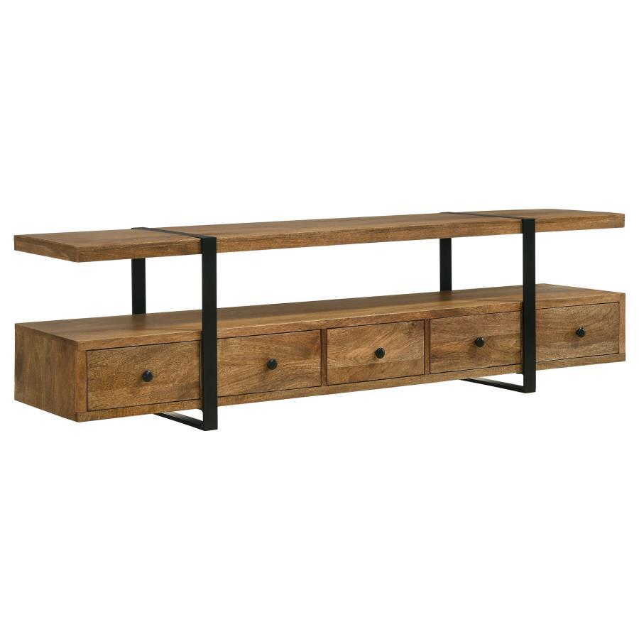 Otto - 4-Drawer Solid Wood 70" TV Stand - Brown and Gunmetal