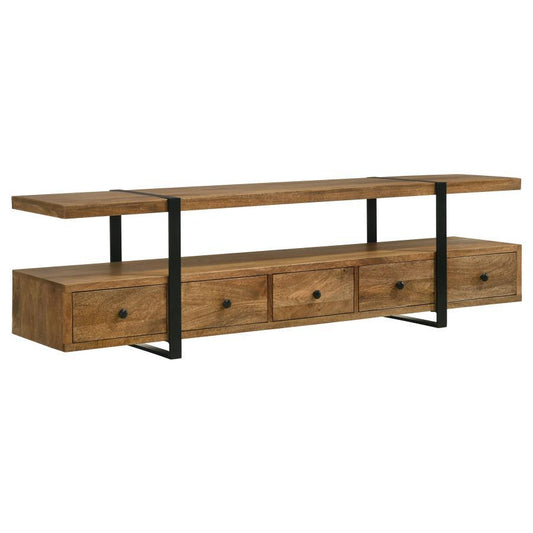 Otto - 4-Drawer Solid Wood 70" TV Stand - Brown and Gunmetal