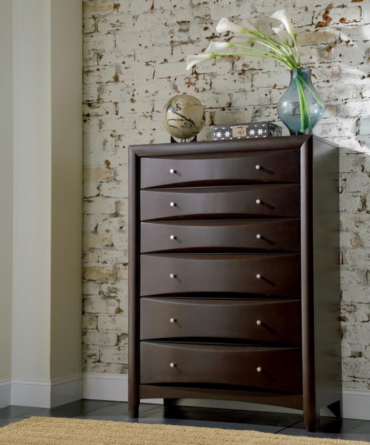 Phoenix - 6-Drawer Chest  - Deep Cappuccino