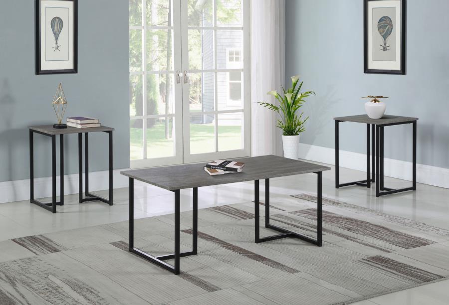 Nyla - 3-Piece Occasional Set - Weathered Grey and Black
