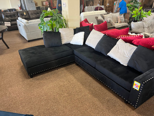 Black Racer Velvet Sectional